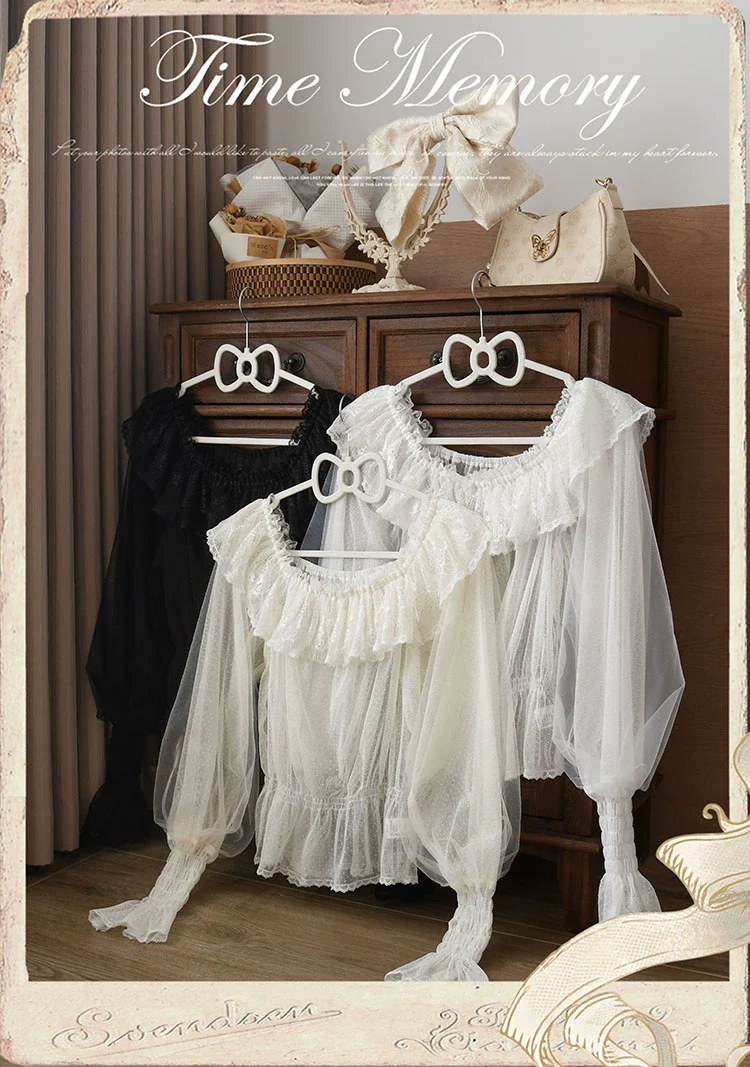 Layered Heart - Sheer Classic Shirt with Mutton Sleeves & Polka Dot - Image 34
