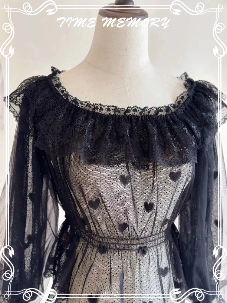 Layered Heart - Sheer Classic Shirt with Mutton Sleeves & Polka Dot - Image 39