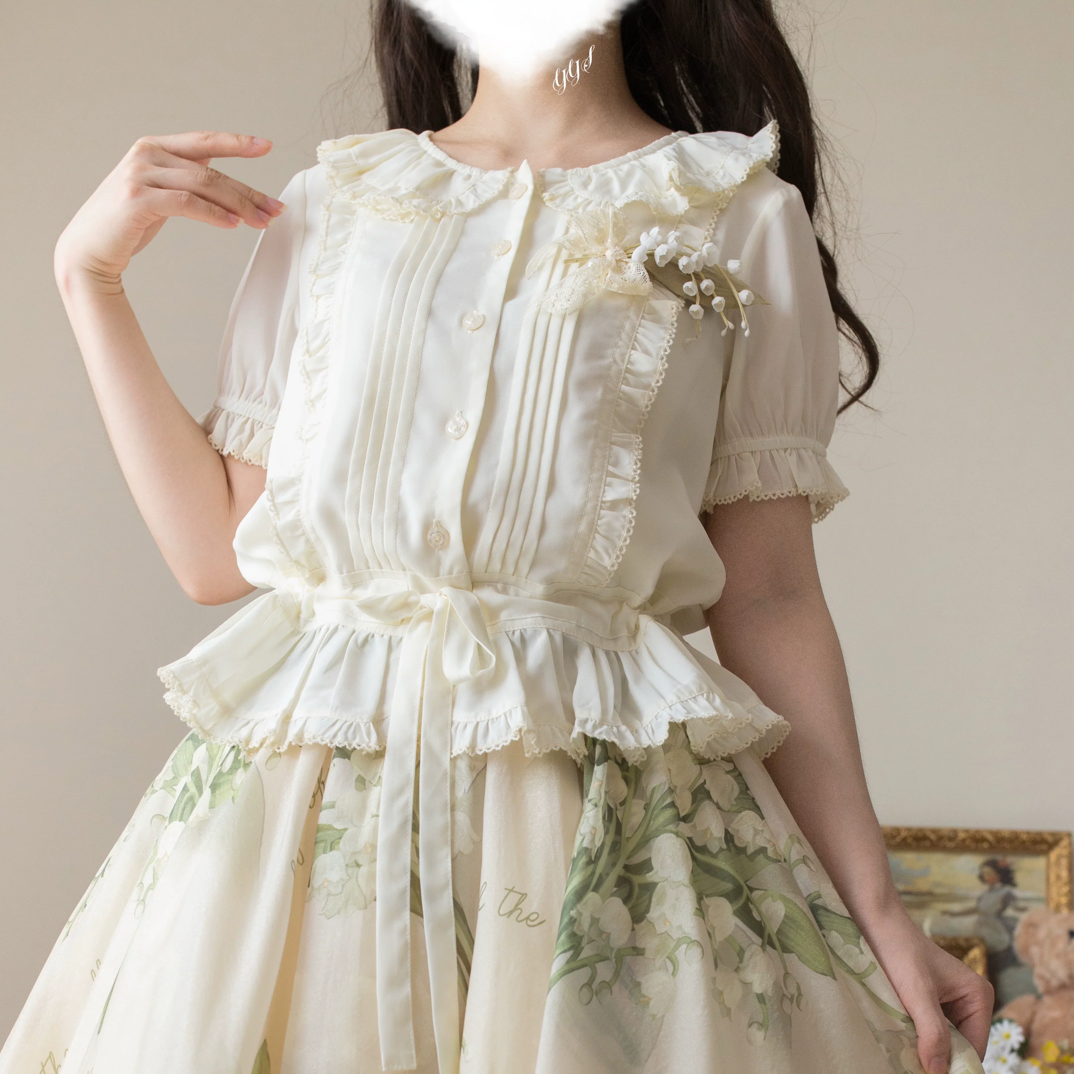 EverSpring - Short Sleeve Sweet Lolita Shirt, Peter Pan Collar - Image 14