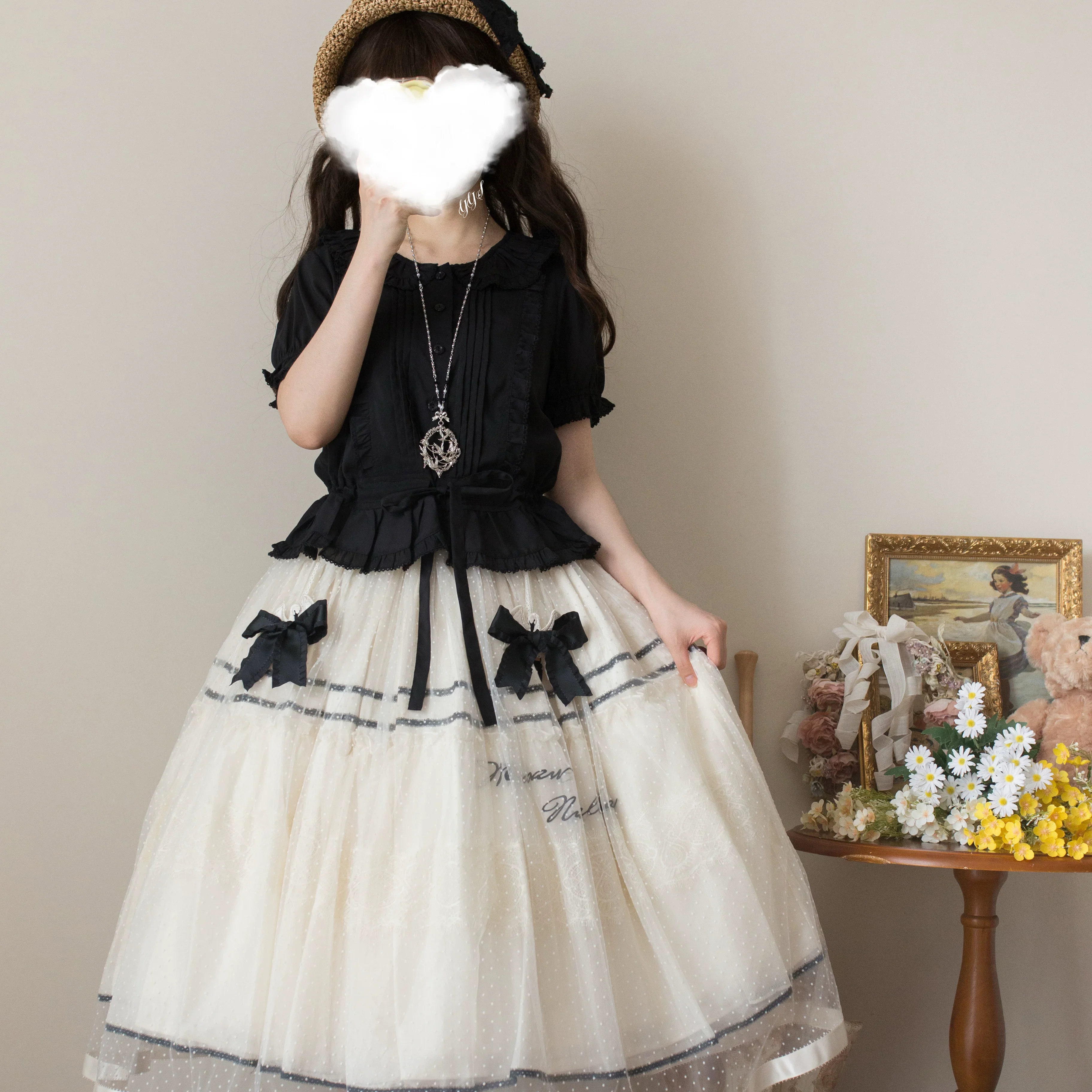 EverSpring - Short Sleeve Sweet Lolita Shirt, Peter Pan Collar - Image 15