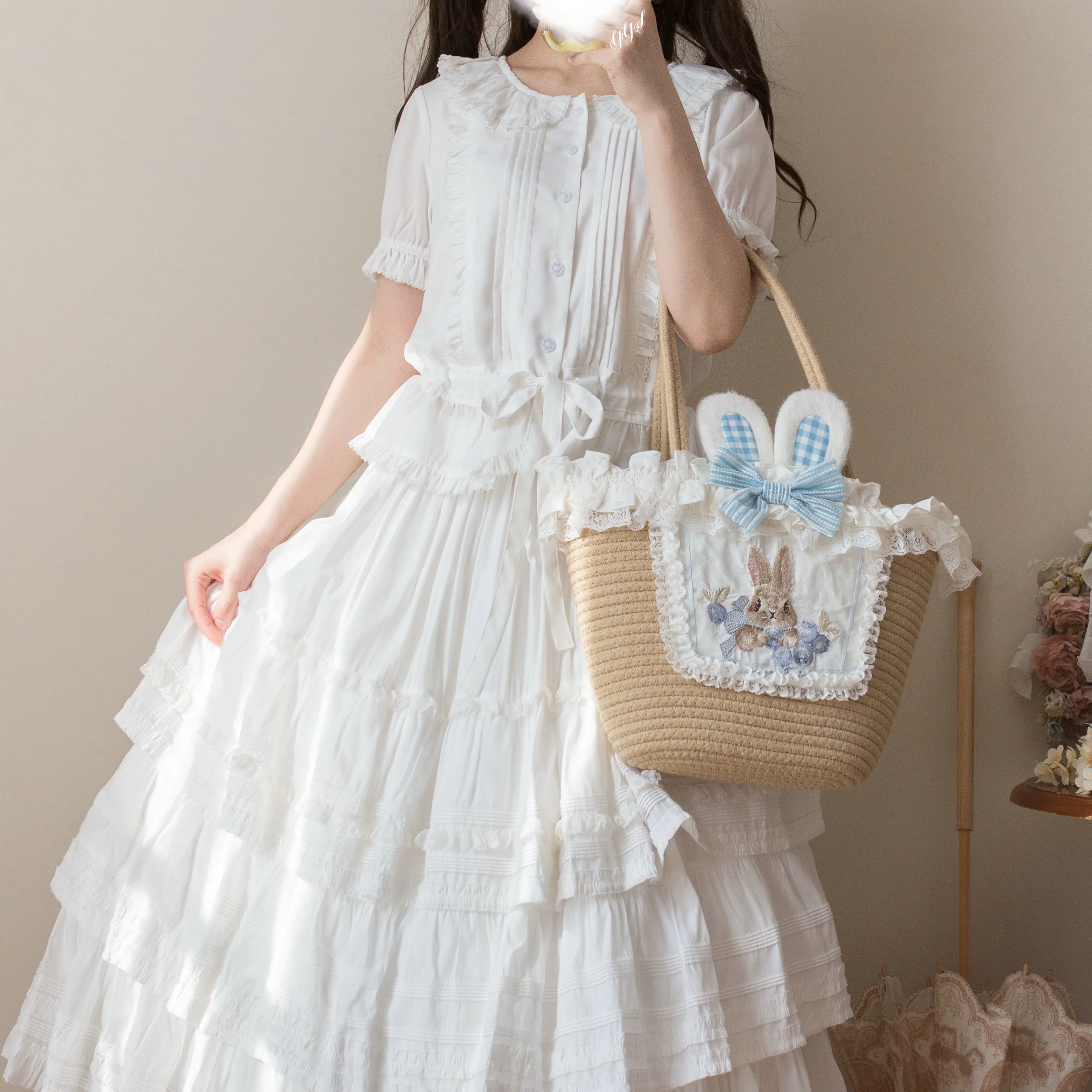 EverSpring - Short Sleeve Sweet Lolita Shirt, Peter Pan Collar - Image 16