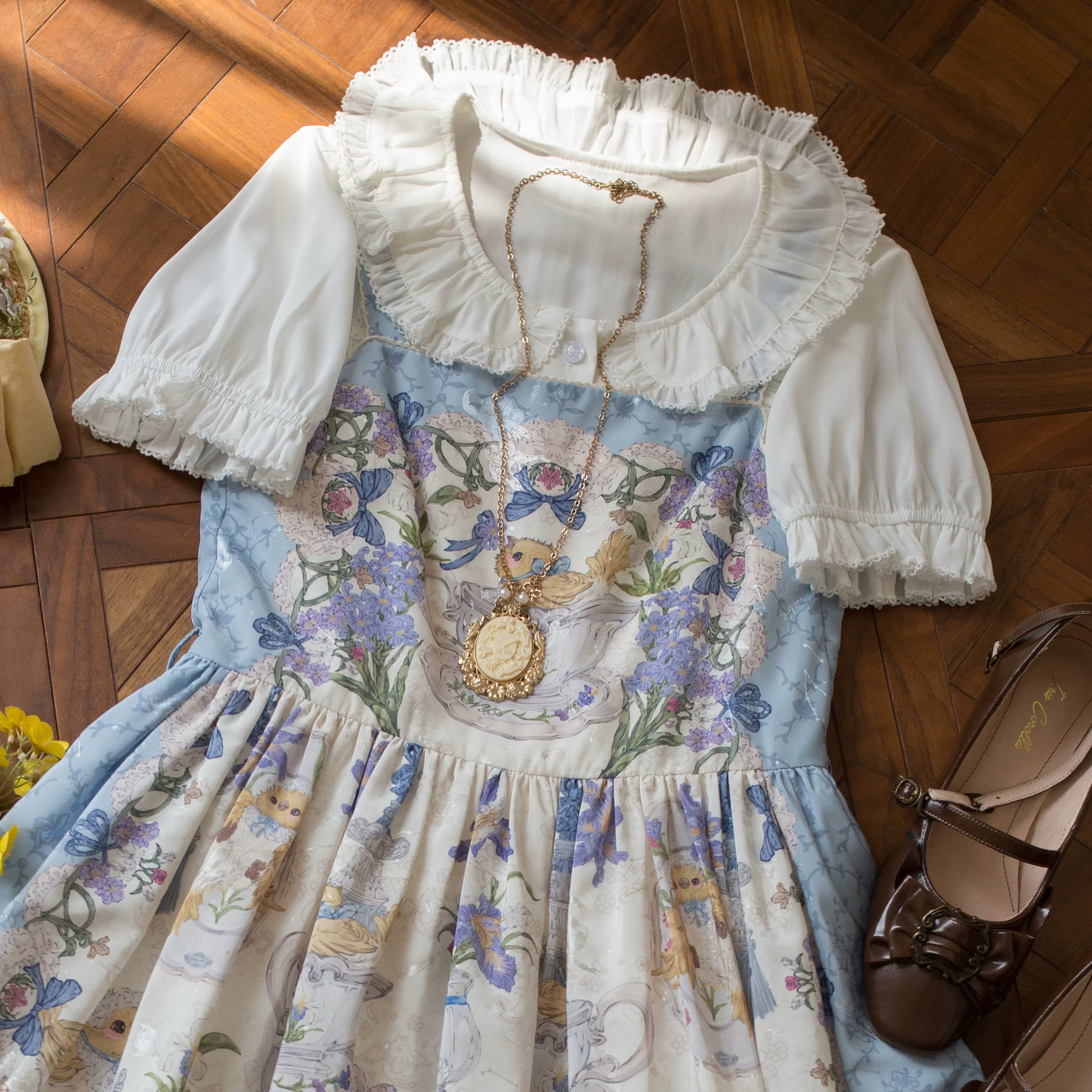 EverSpring - Short Sleeve Sweet Lolita Shirt, Peter Pan Collar - Image 19