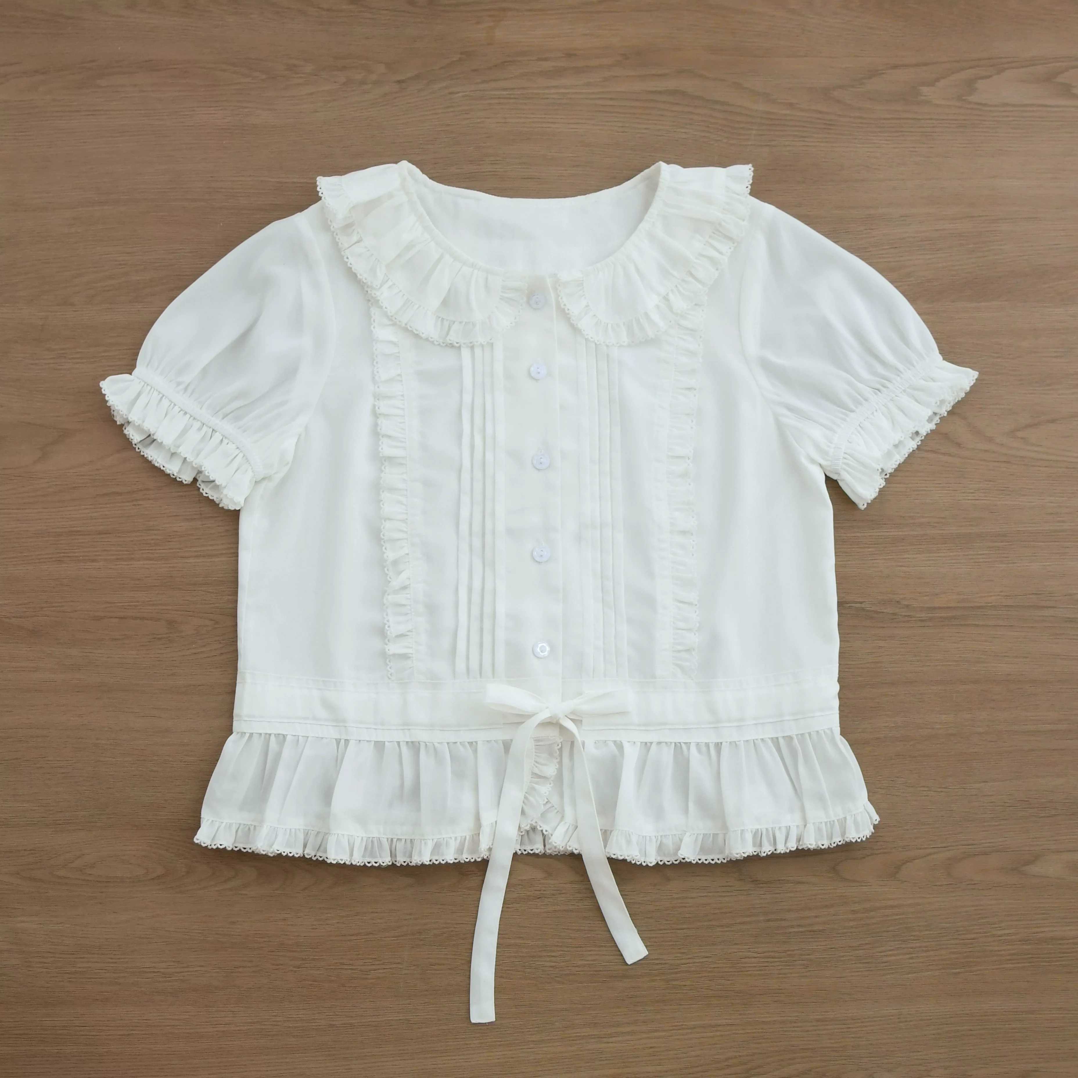 EverSpring - Short Sleeve Sweet Lolita Shirt, Peter Pan Collar - Image 22