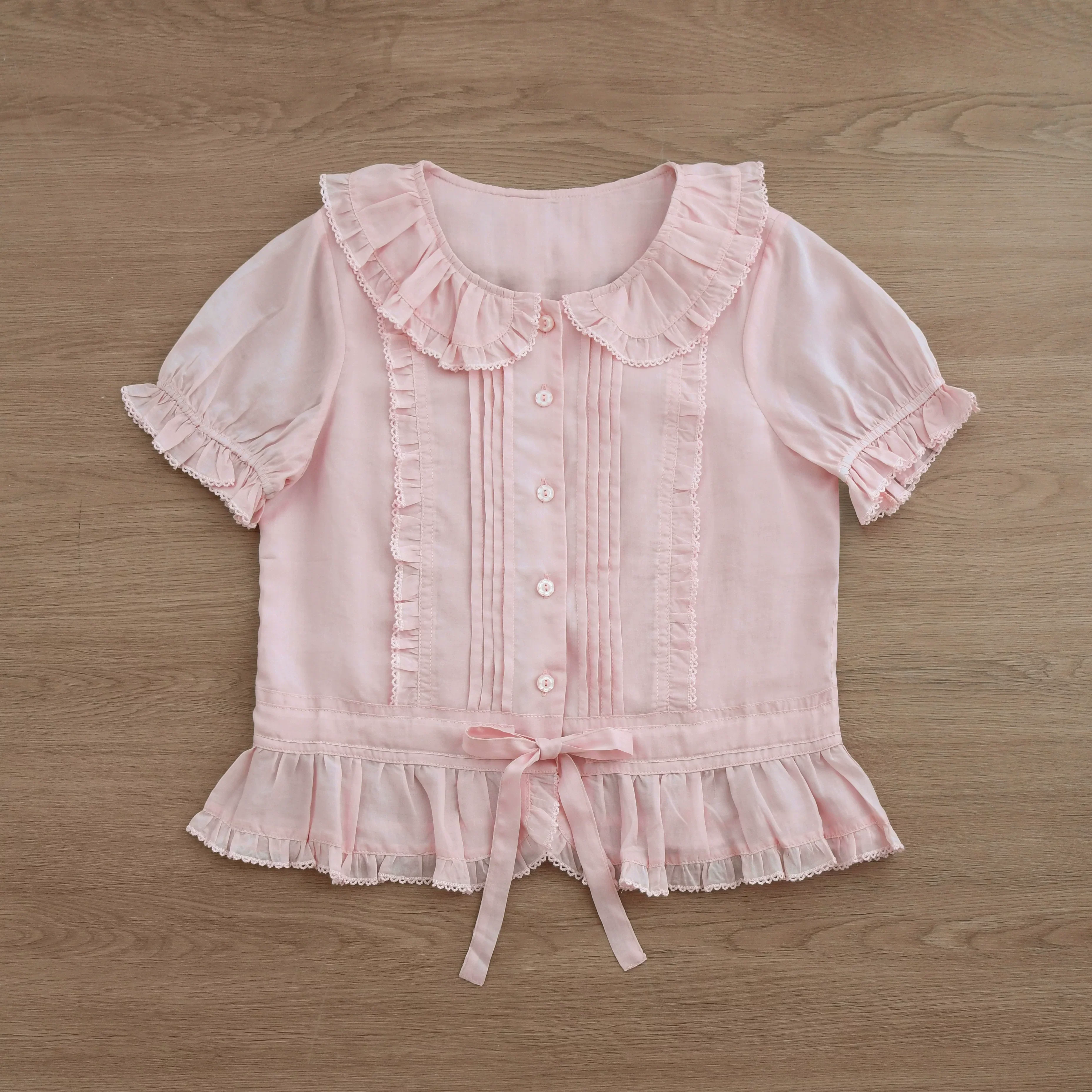 EverSpring - Short Sleeve Sweet Lolita Shirt, Peter Pan Collar - Image 24