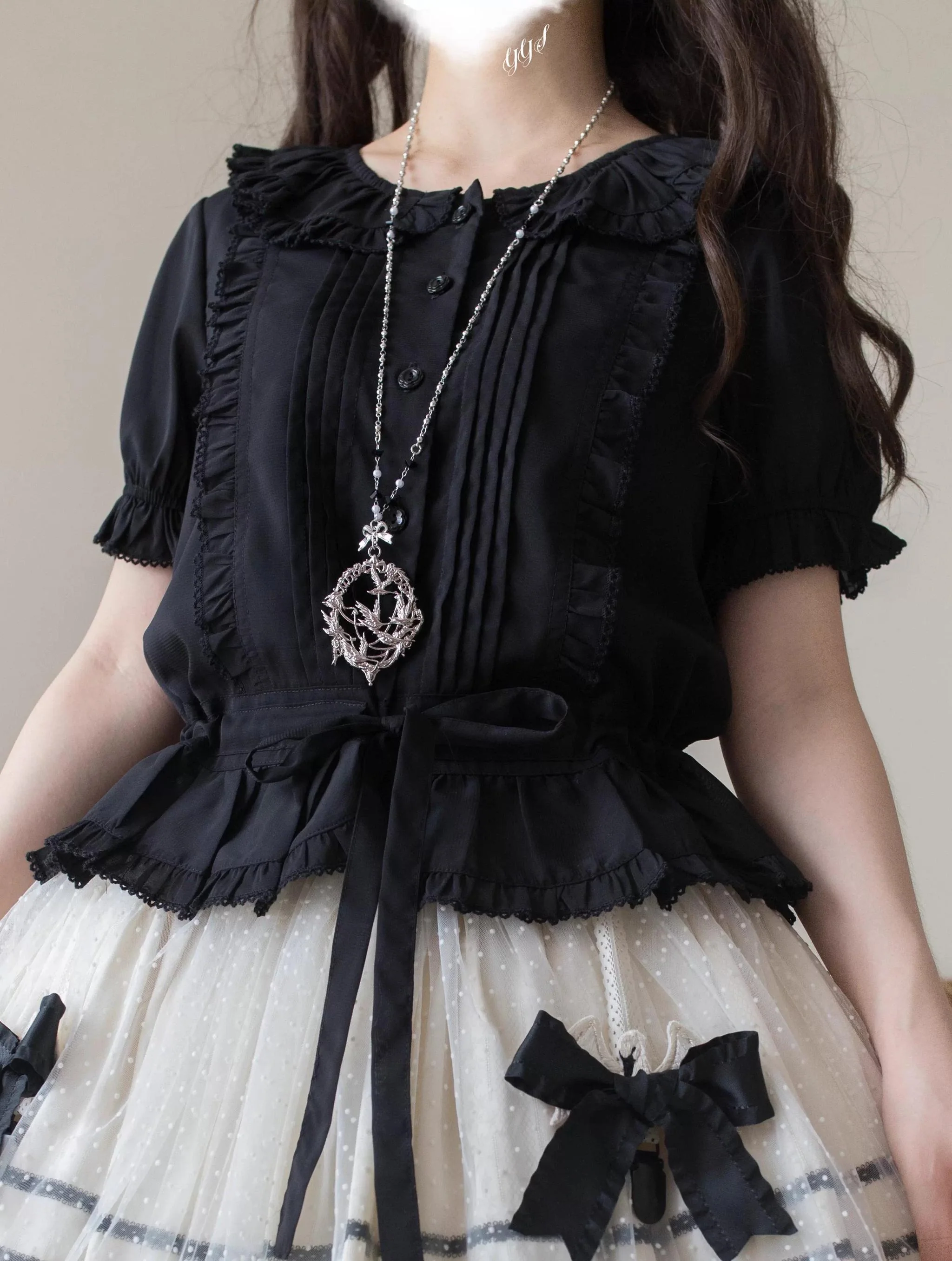EverSpring - Short Sleeve Sweet Lolita Shirt, Peter Pan Collar - Image 4