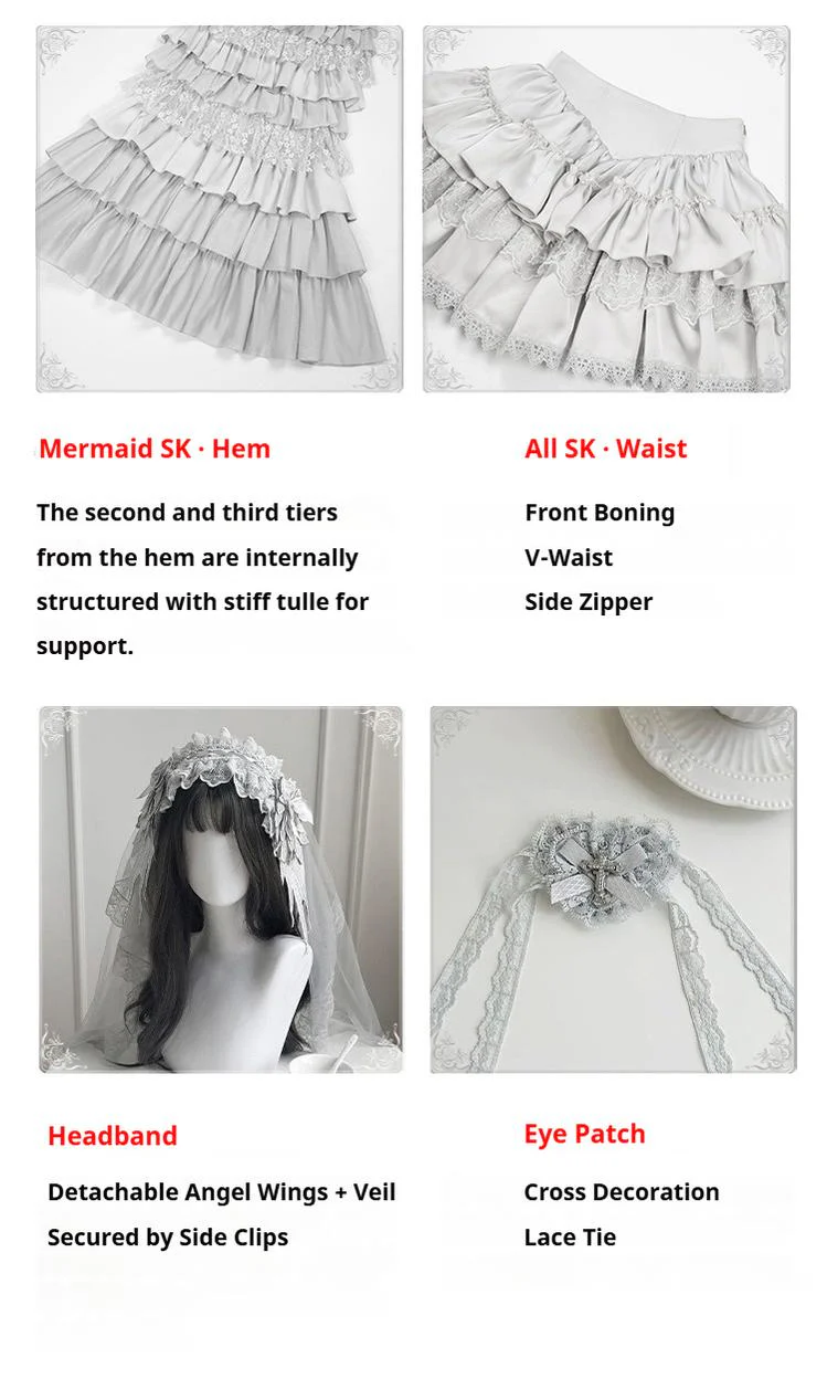 Humanoid Robot - Silver Gothic Lolita Mermaid Skirt Set - Image 15