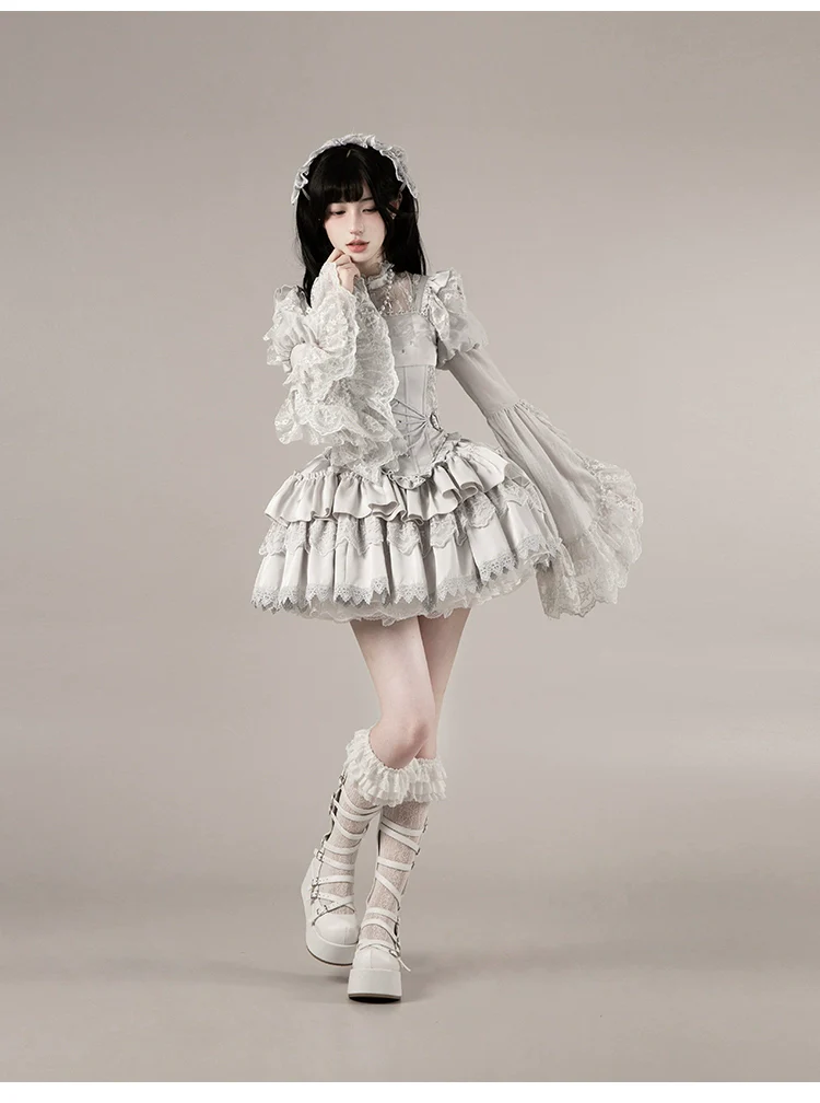 Humanoid Robot - Silver Gothic Lolita Mermaid Skirt Set - Image 55