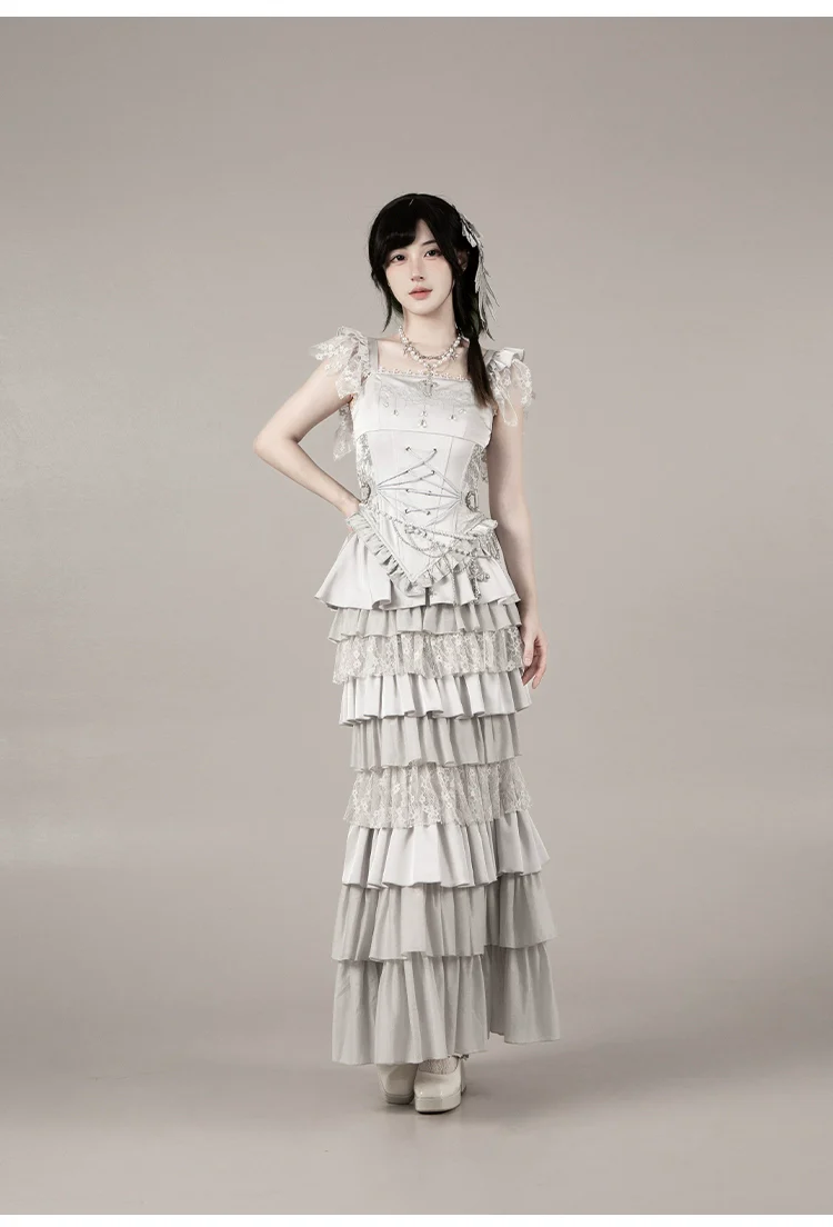 Humanoid Robot - Silver Gothic Lolita Mermaid Skirt Set - Image 59