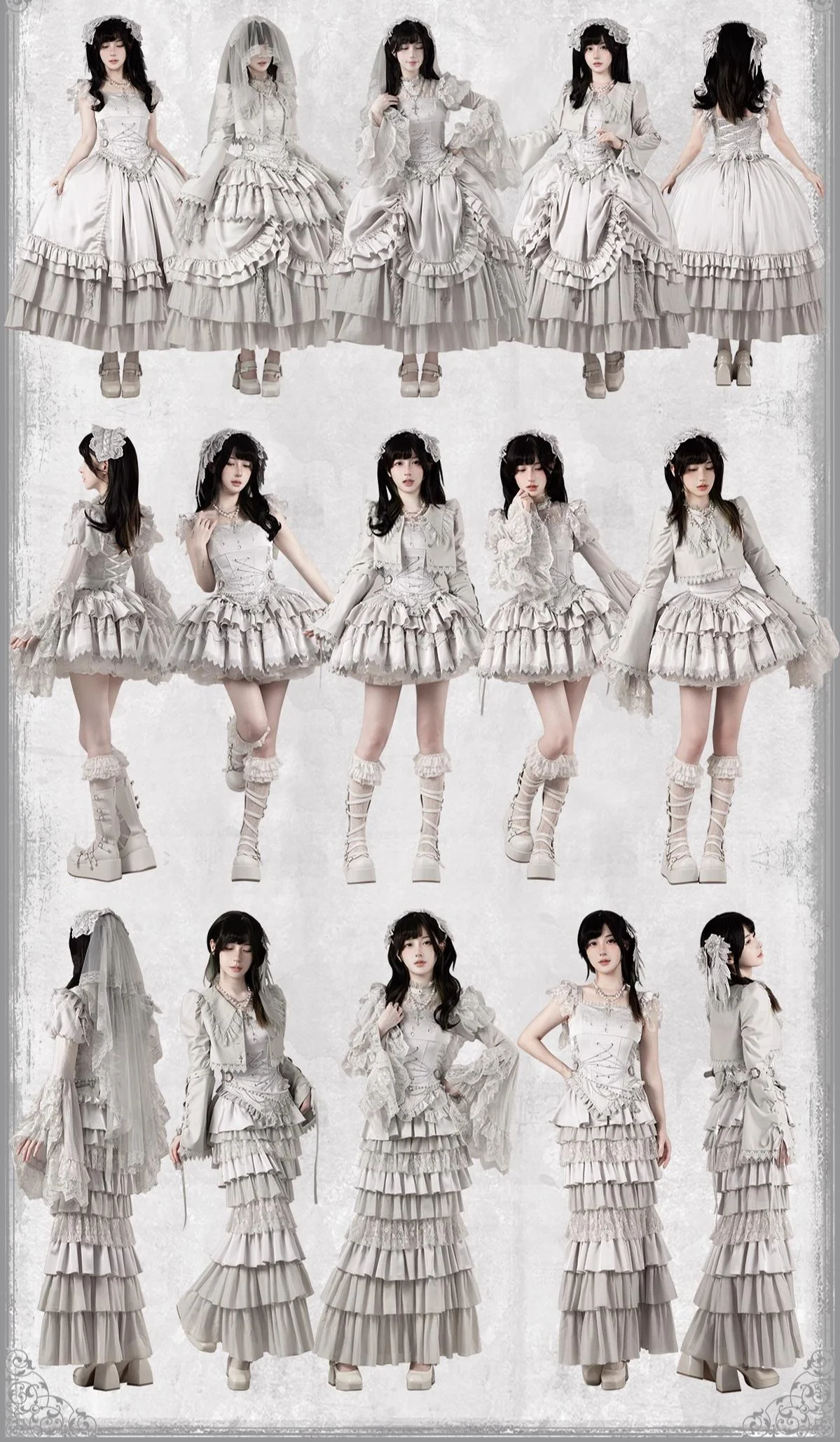 Humanoid Robot - Silver Gothic Lolita Mermaid Skirt Set - Image 6