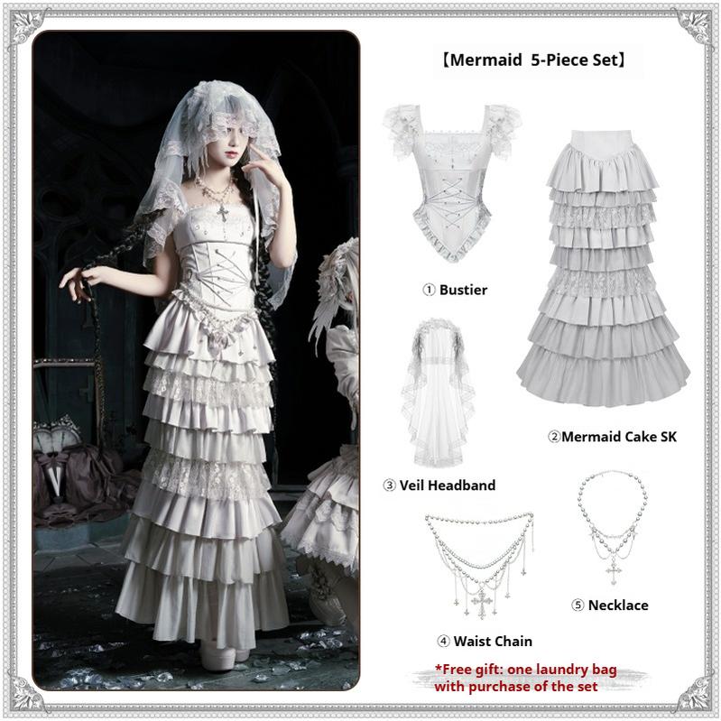 Humanoid Robot - Silver Gothic Lolita Mermaid Skirt Set - Image 8