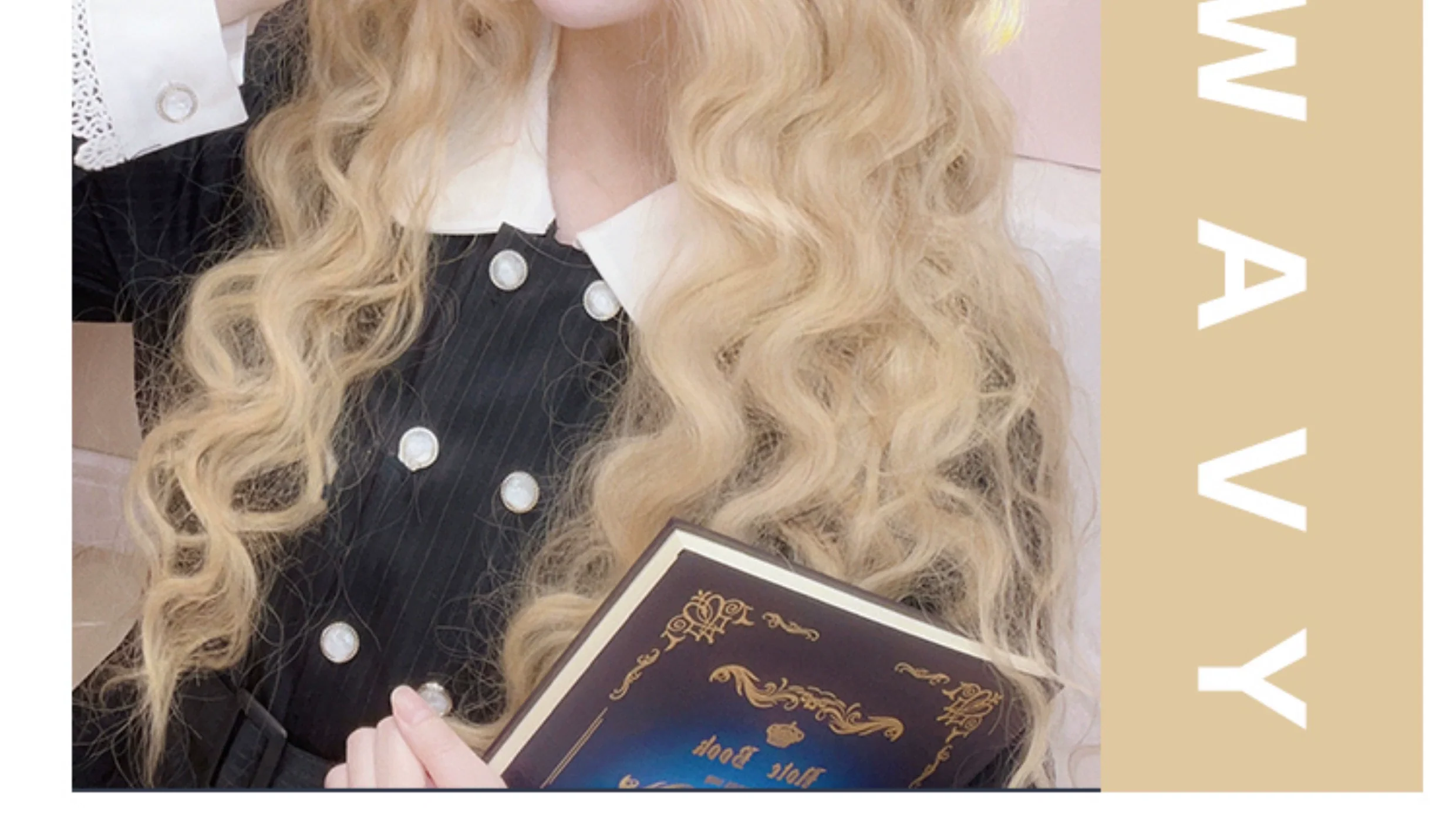 Sinwavy - Black Gold Girl - Elegant Lolita Wig Golden Long Curly Hair - Image 3