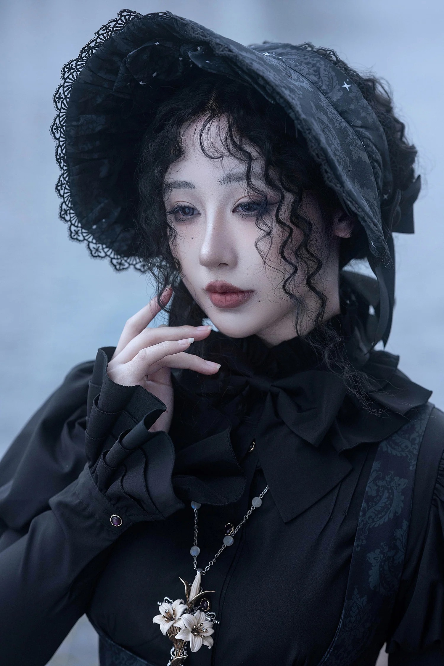 Dragonbone Lily - Dragon Skeleton Print Gothic Lolita Bust-supporting JSK and BNT - Image 9