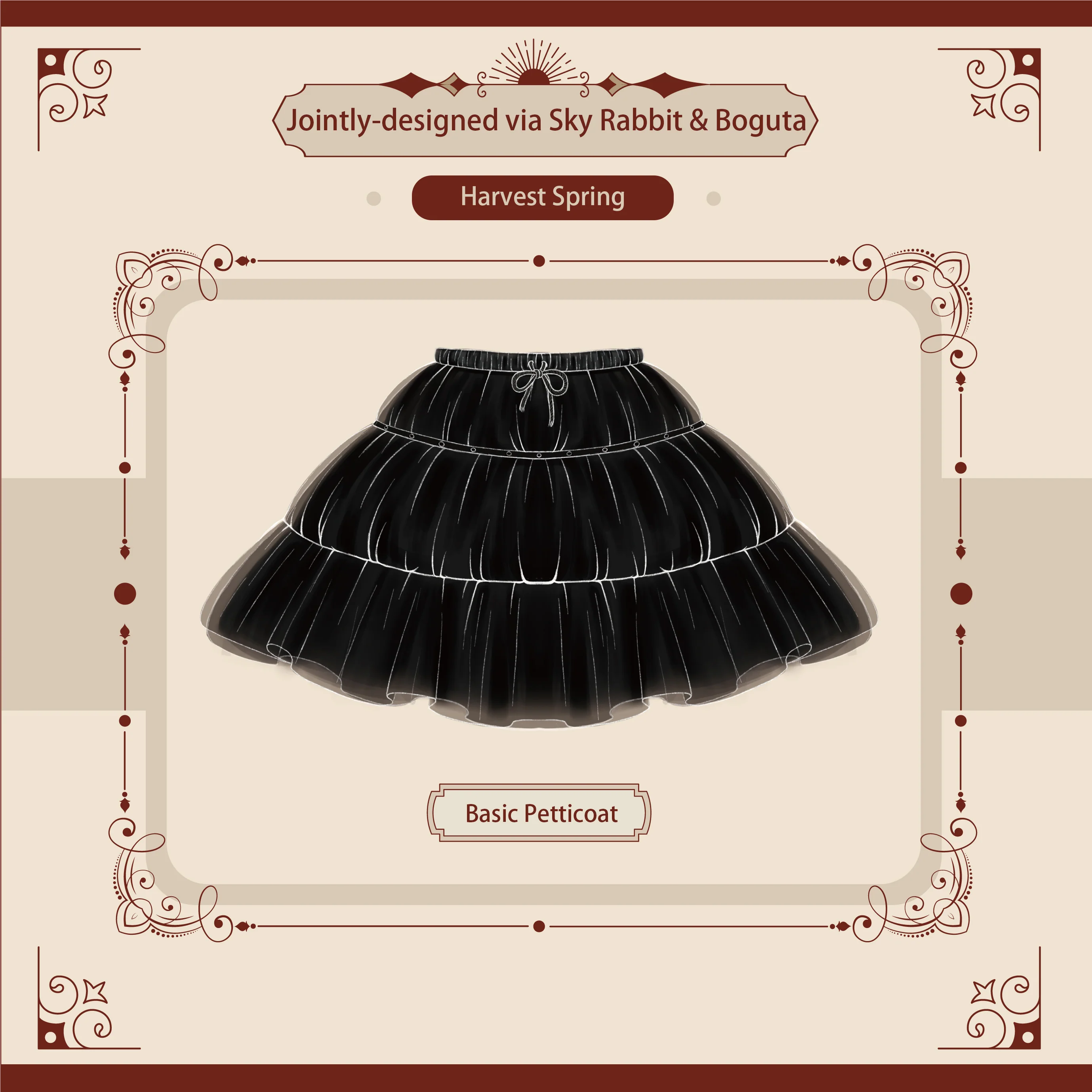 Harvest Spring - 13.8" (35 cm), 17.7" (45 cm) Basic Lolita Petticoat - Image 3