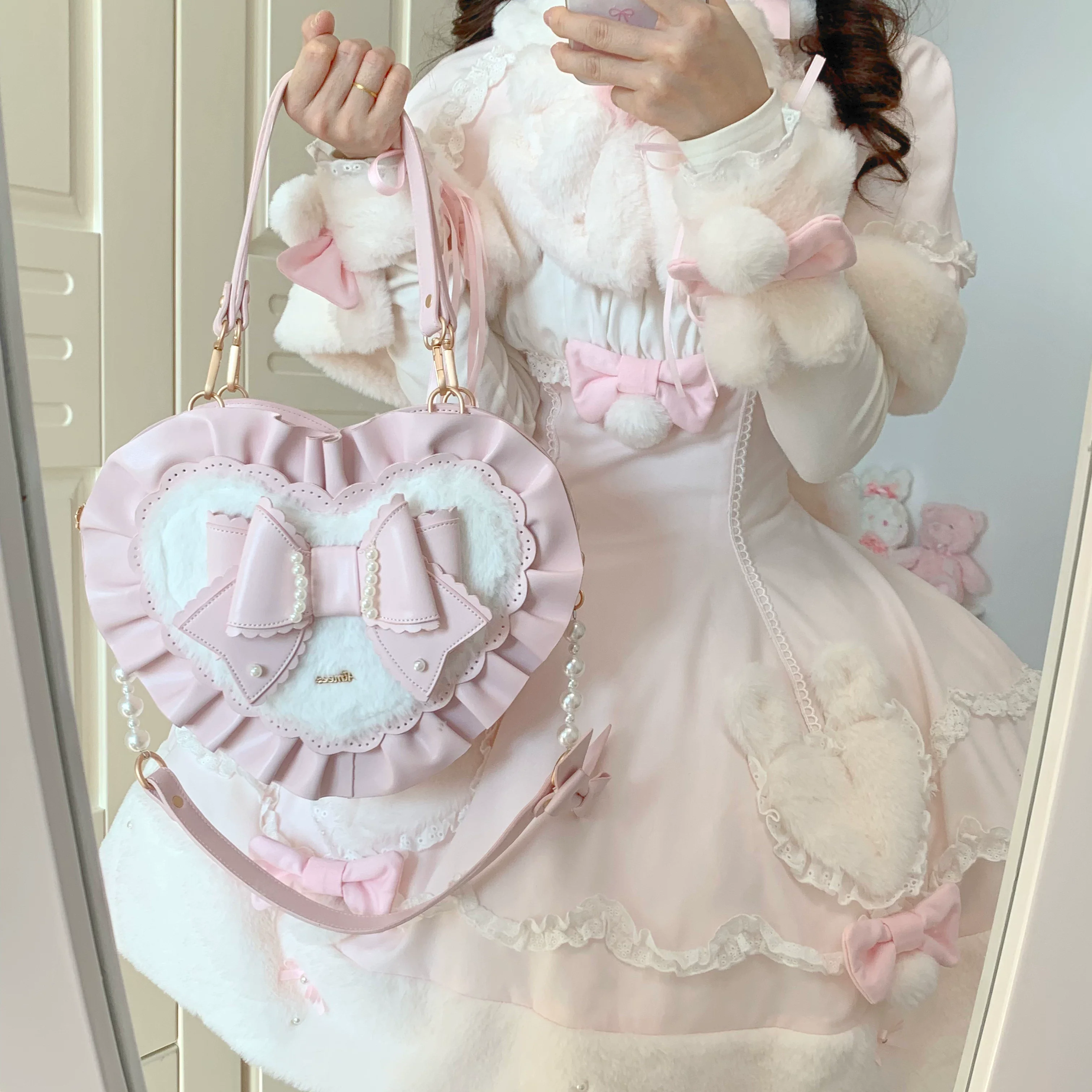 Small Gift Box - Sweet Lolita Heart Handbag, Bow Accent - Image 16