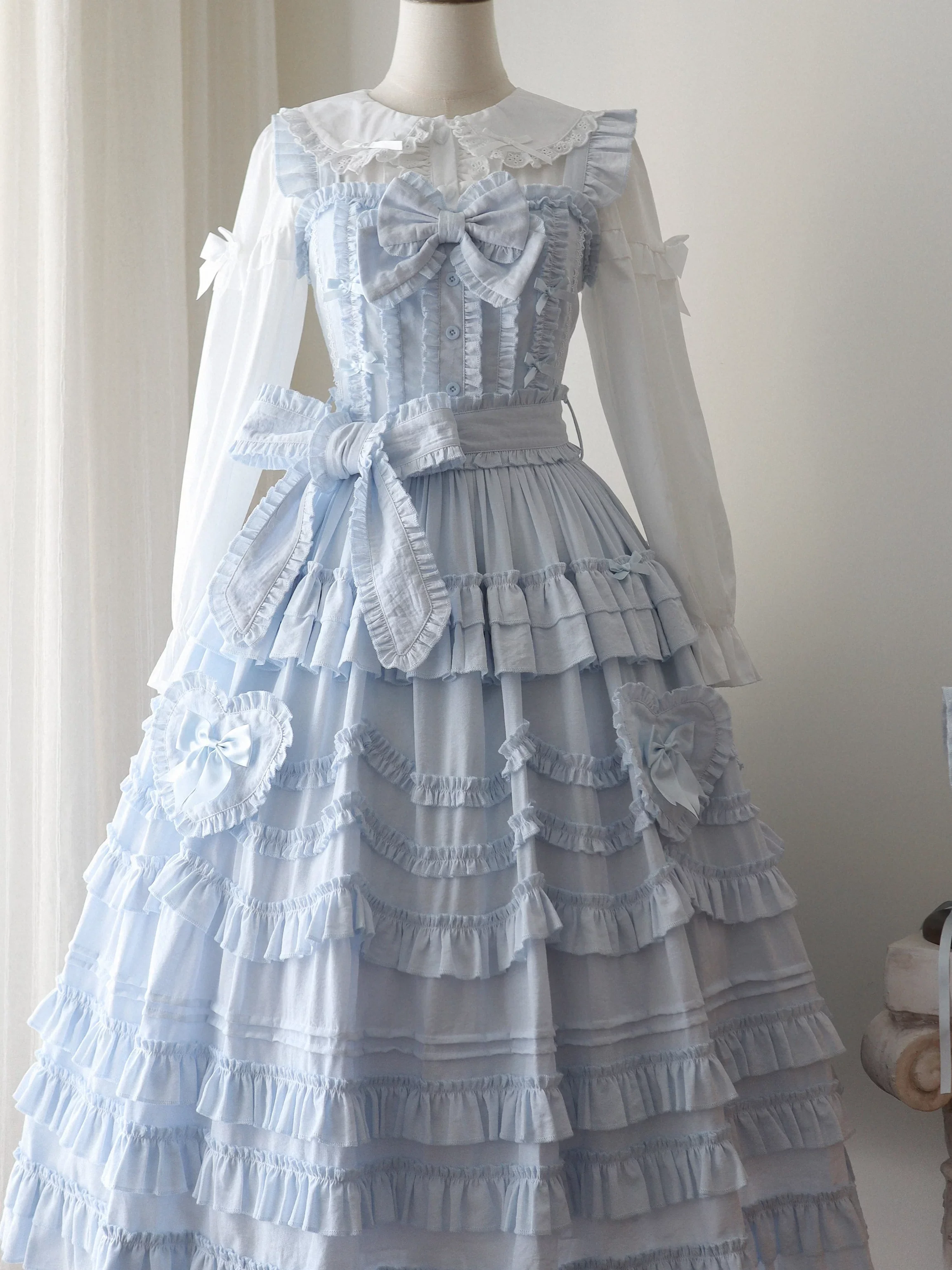 Loveheart - Solid Classic Lolita JSK Dress, Tiered Hem - Image 4