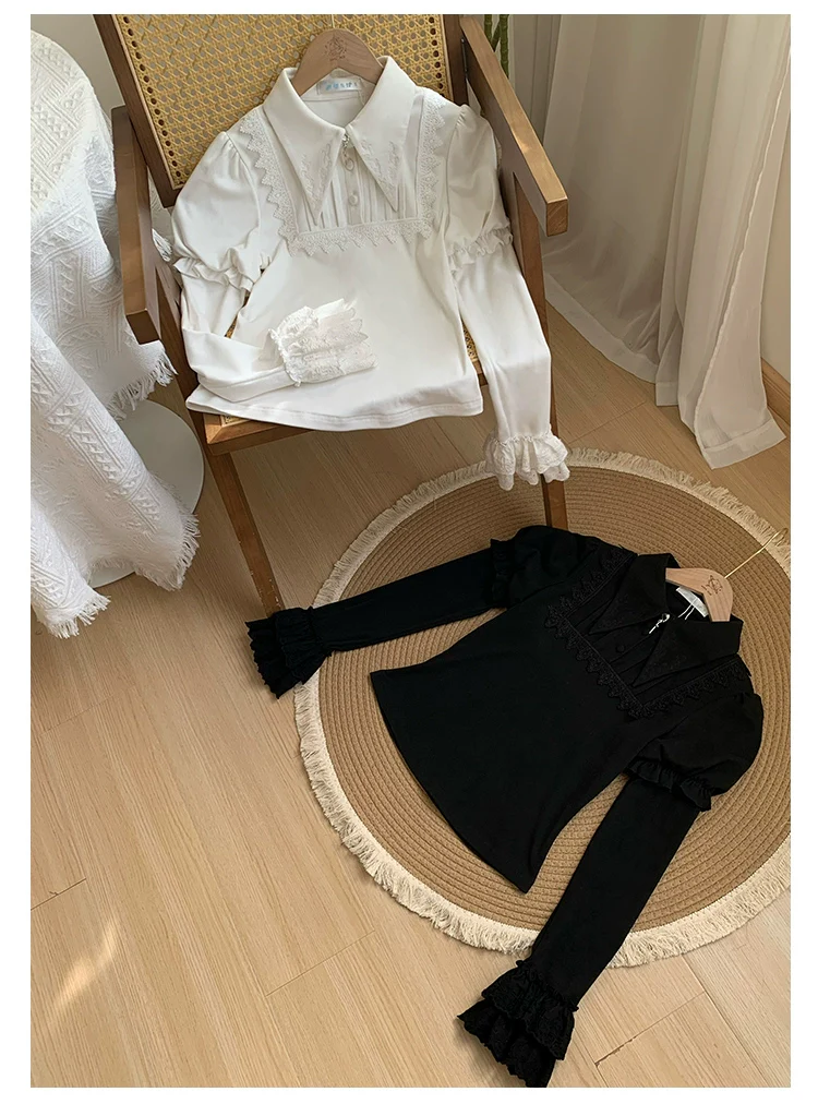 With PUJI - The Vow - Solid Lolita Sweater, Juliet Sleeve, Pointed Collar - Image 4