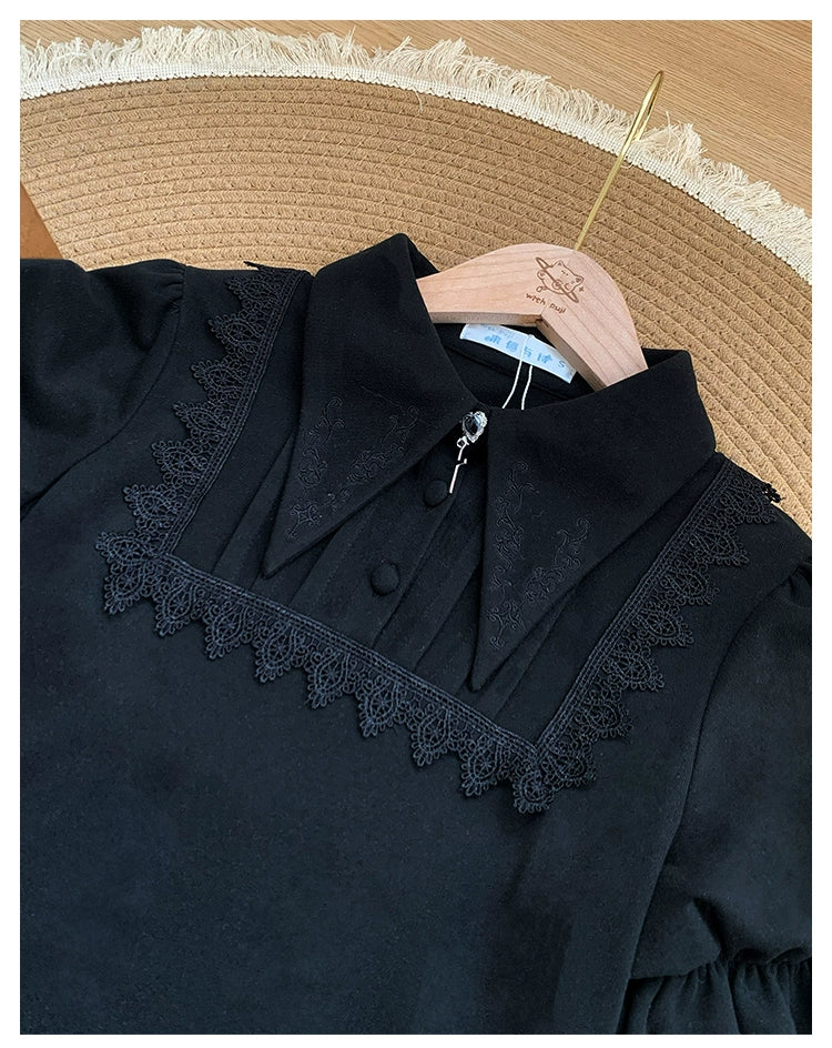 With PUJI - The Vow - Solid Lolita Sweater, Juliet Sleeve, Pointed Collar - Image 9