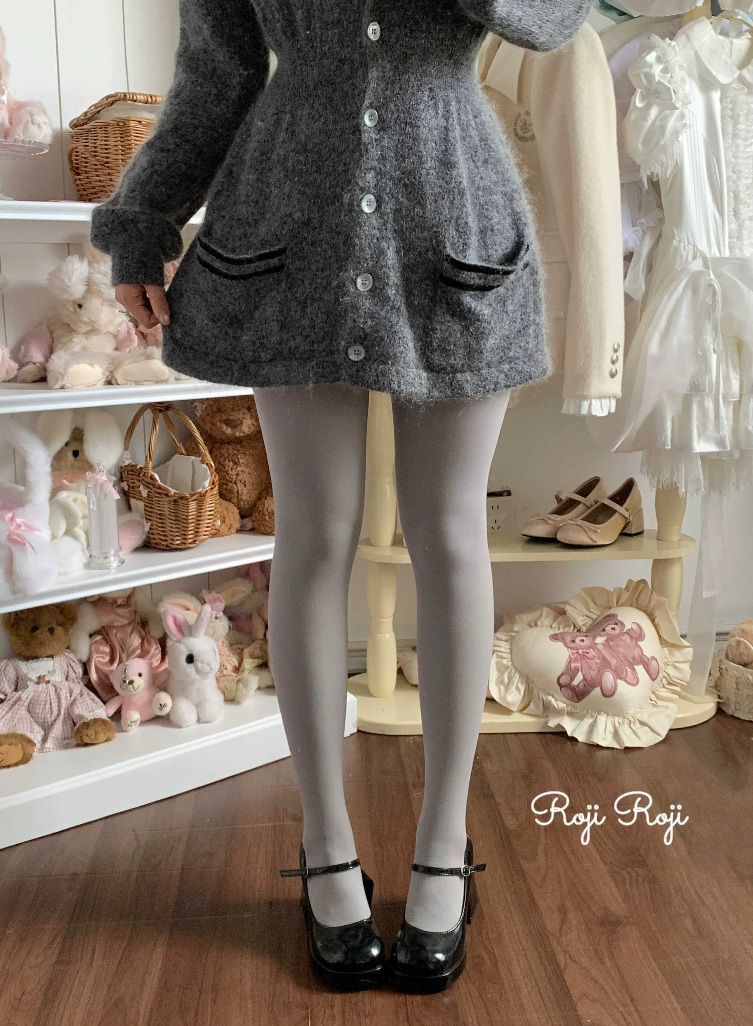 Roji Roji - Solid Lolita Winter Pantyhose, Thickened Velvet - Image 3