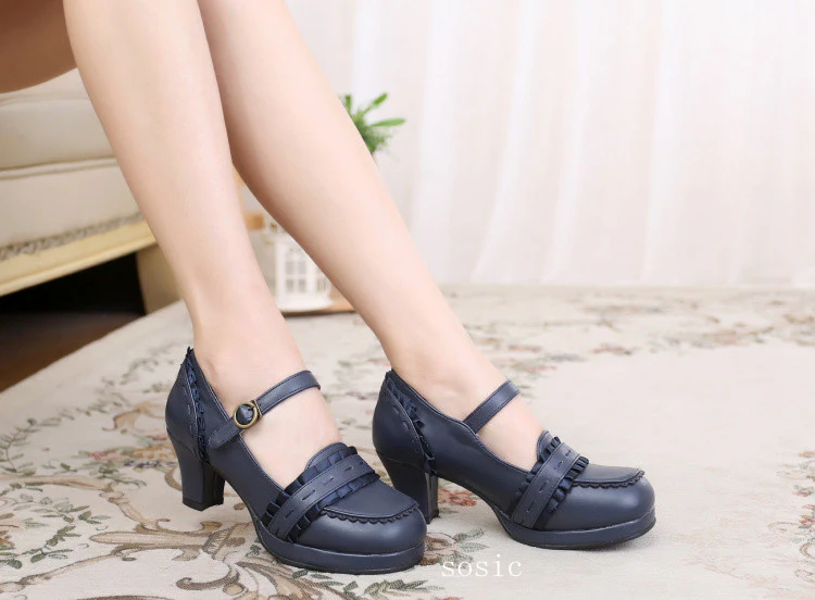 Sweet High-heeled Plain Color Lolita Shoes - Image 10