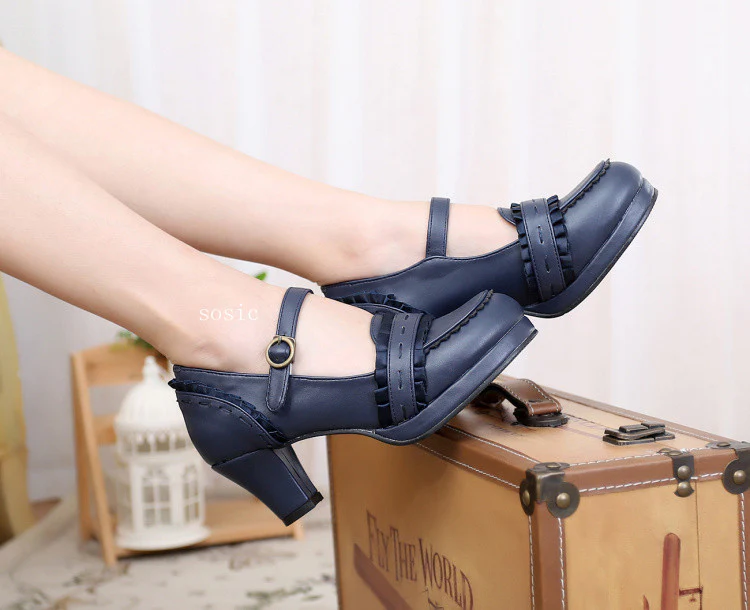 Sweet High-heeled Plain Color Lolita Shoes - Image 11