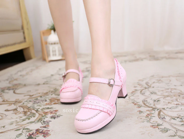 Sweet High-heeled Plain Color Lolita Shoes - Image 3