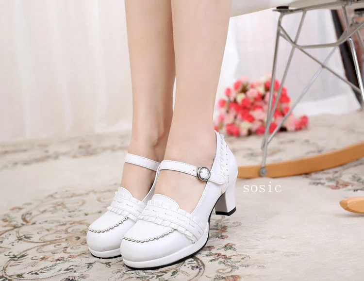 Sweet High-heeled Plain Color Lolita Shoes - Image 4