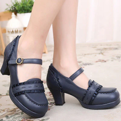 Sweet High-heeled Plain Color Lolita Shoes - Image 9