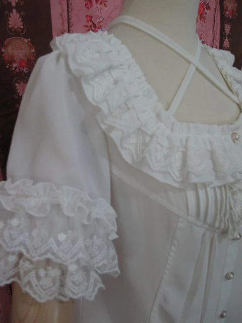 Square Collar Chiffon Lolita Loose Blouse - Image 2