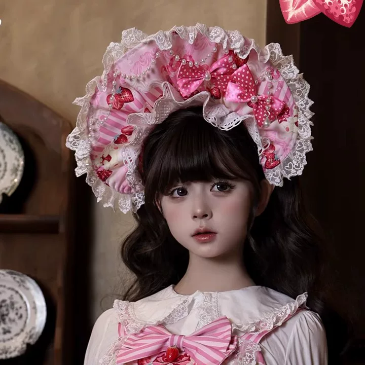 Strawberry Parfait - Strawberry Print Sweet Lolita JSK Dress, Side Pocket - Image 11