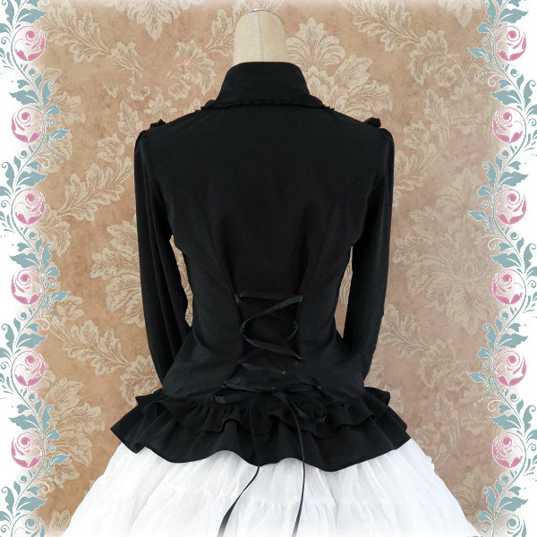 Elegant Lace-Up Back Lolita Blouse - Image 13