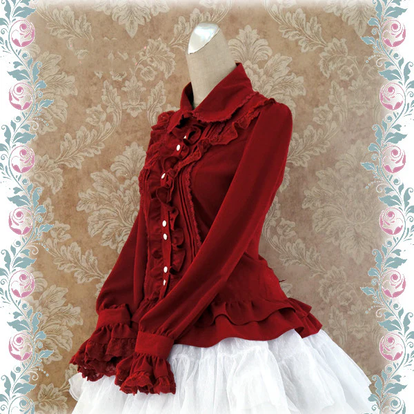 Elegant Lace-Up Back Lolita Blouse - Image 14