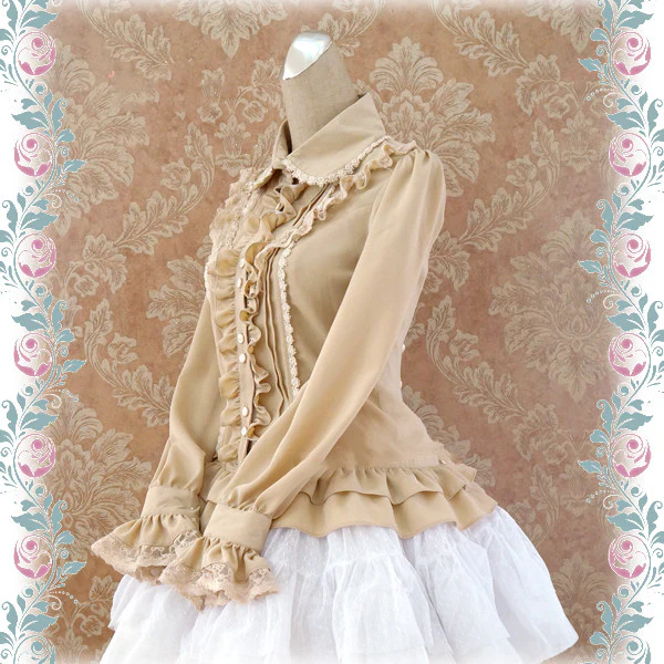 Elegant Lace-Up Back Lolita Blouse - Image 16