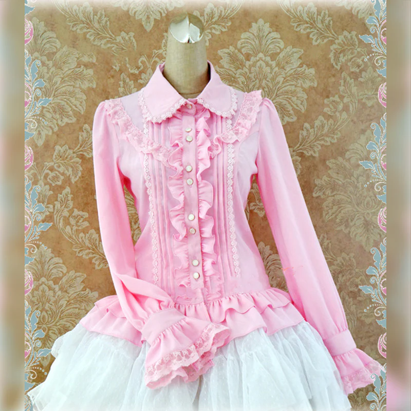 Elegant Lace-Up Back Lolita Blouse - Image 19