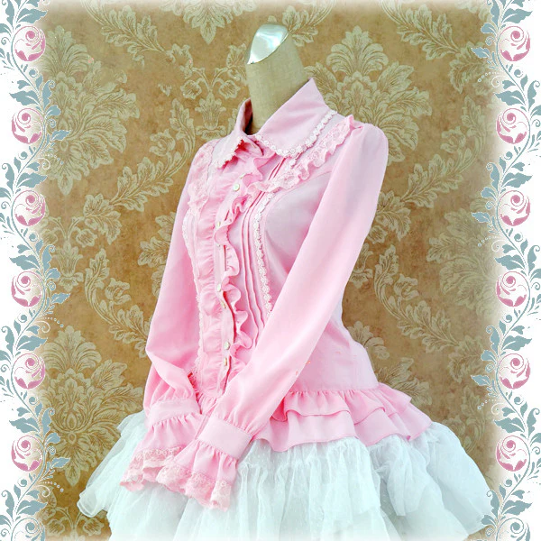 Elegant Lace-Up Back Lolita Blouse - Image 20
