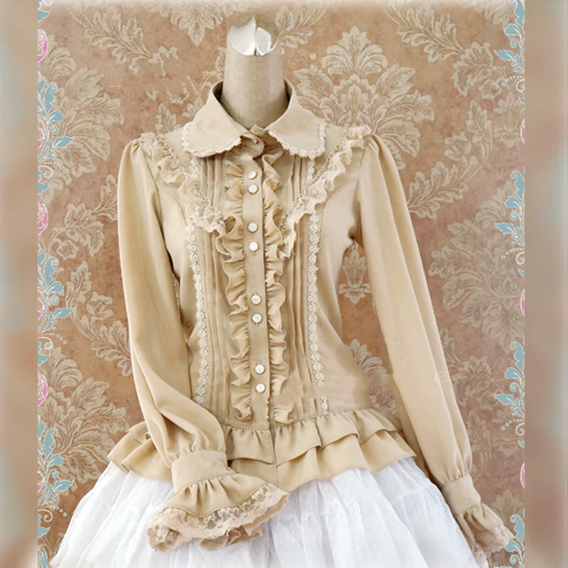 Elegant Lace-Up Back Lolita Blouse - Image 3