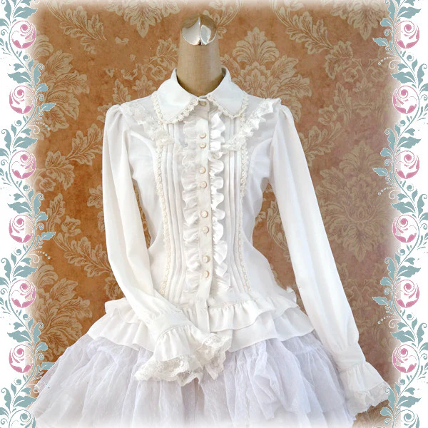 Elegant Lace-Up Back Lolita Blouse - Image 4