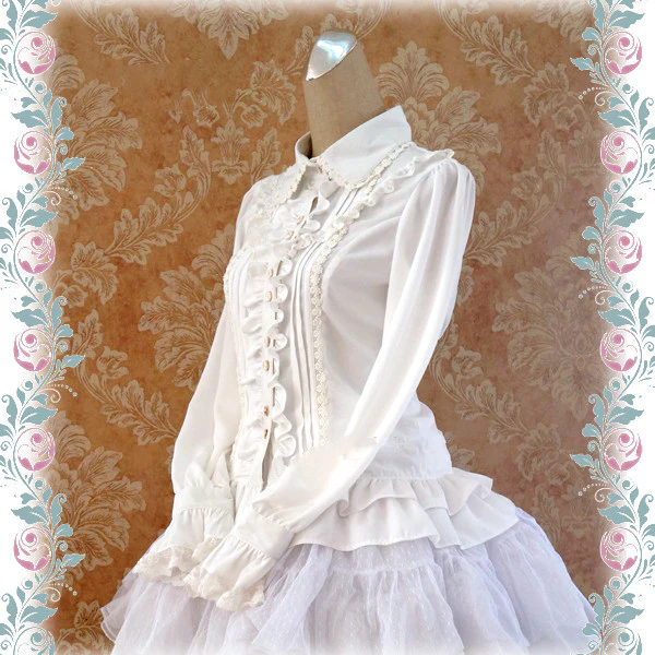 Elegant Lace-Up Back Lolita Blouse - Image 5