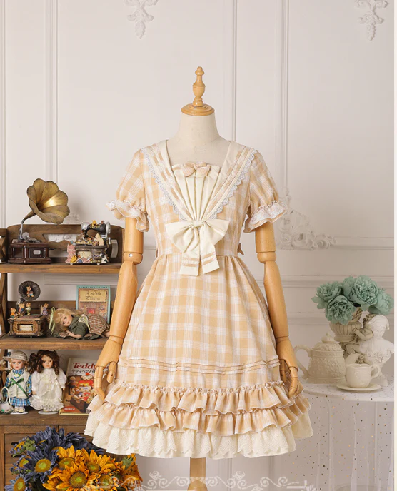Tartan Sailor Lolita OP Dress - Image 12