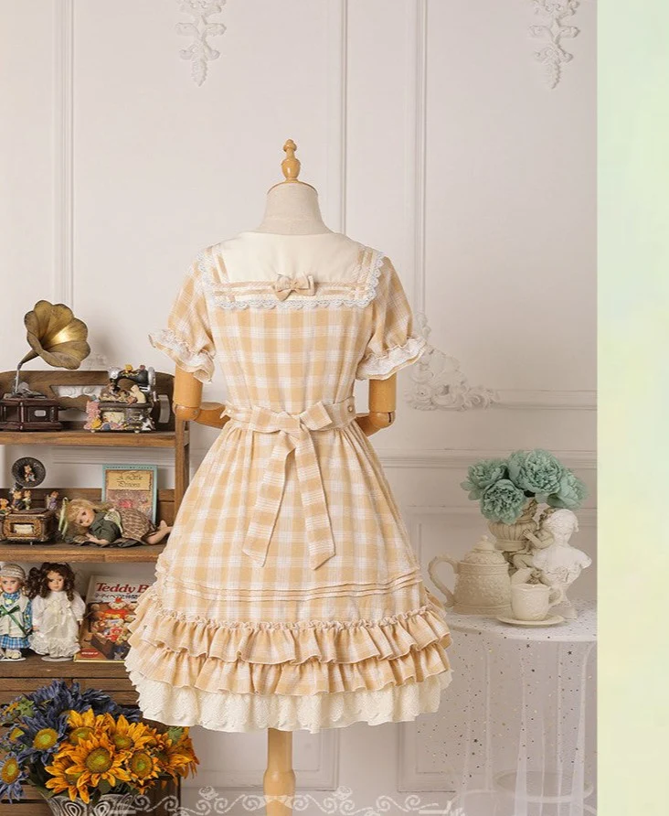 Tartan Sailor Lolita OP Dress - Image 14