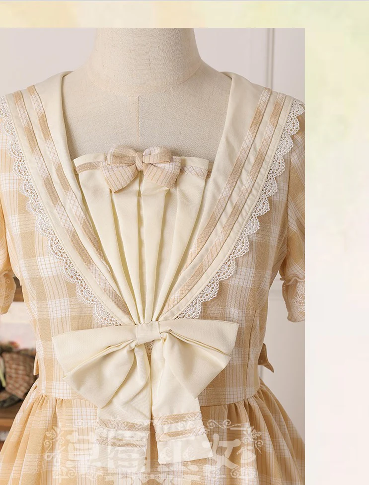 Tartan Sailor Lolita OP Dress - Image 15