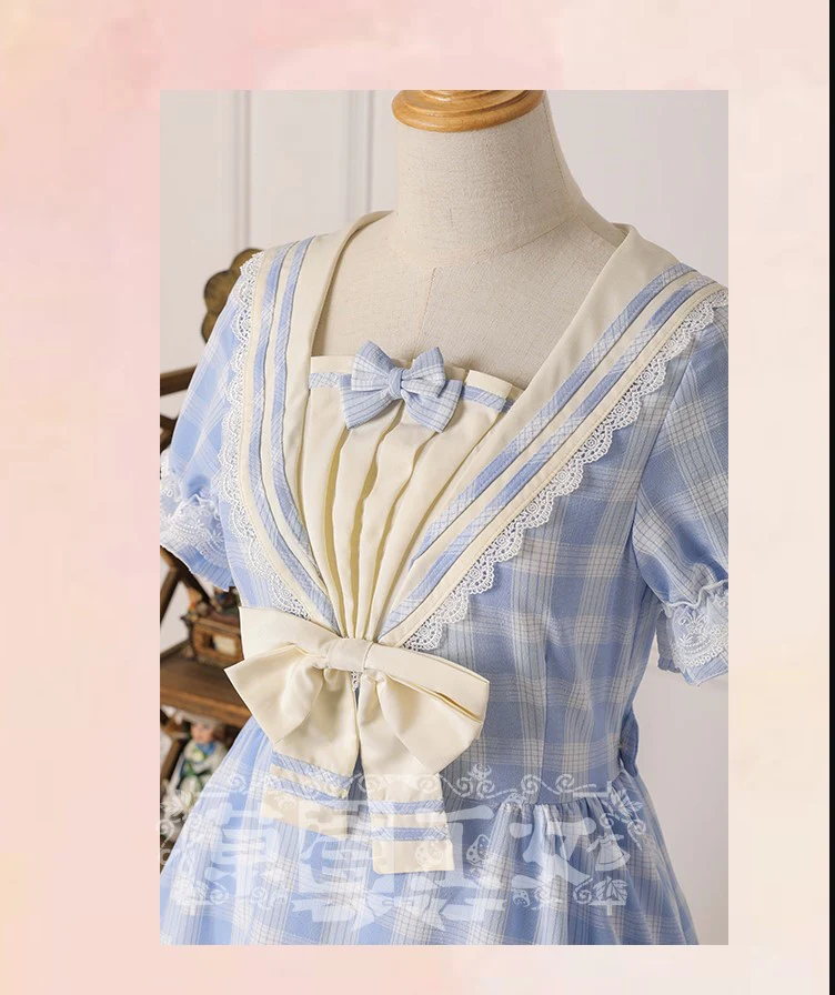 Tartan Sailor Lolita OP Dress - Image 19