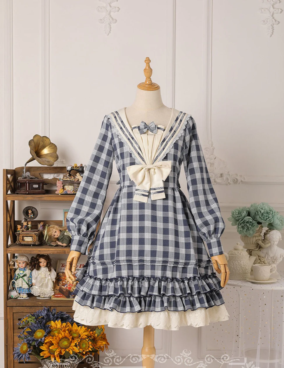 Tartan Sailor Lolita OP Dress - Image 2
