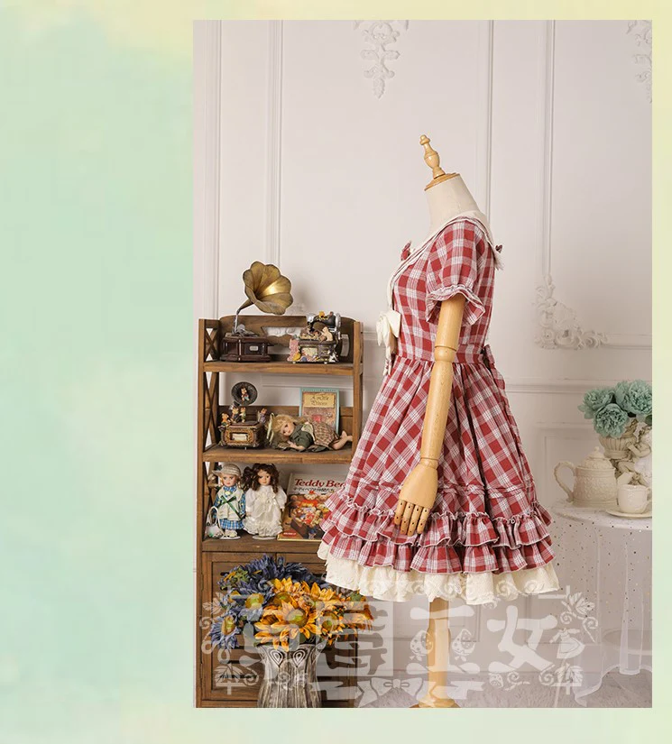 Tartan Sailor Lolita OP Dress - Image 21