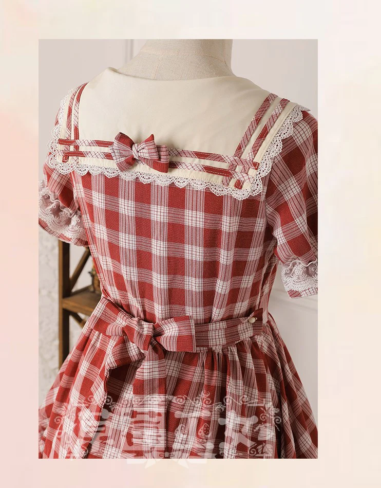 Tartan Sailor Lolita OP Dress - Image 23