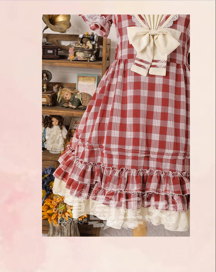 Tartan Sailor Lolita OP Dress - Image 24