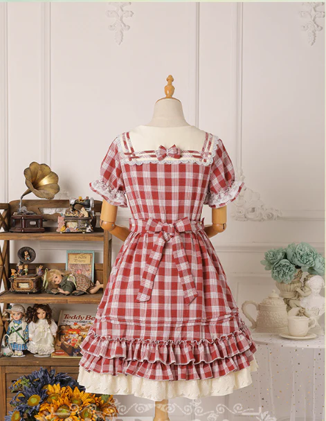 Tartan Sailor Lolita OP Dress - Image 25