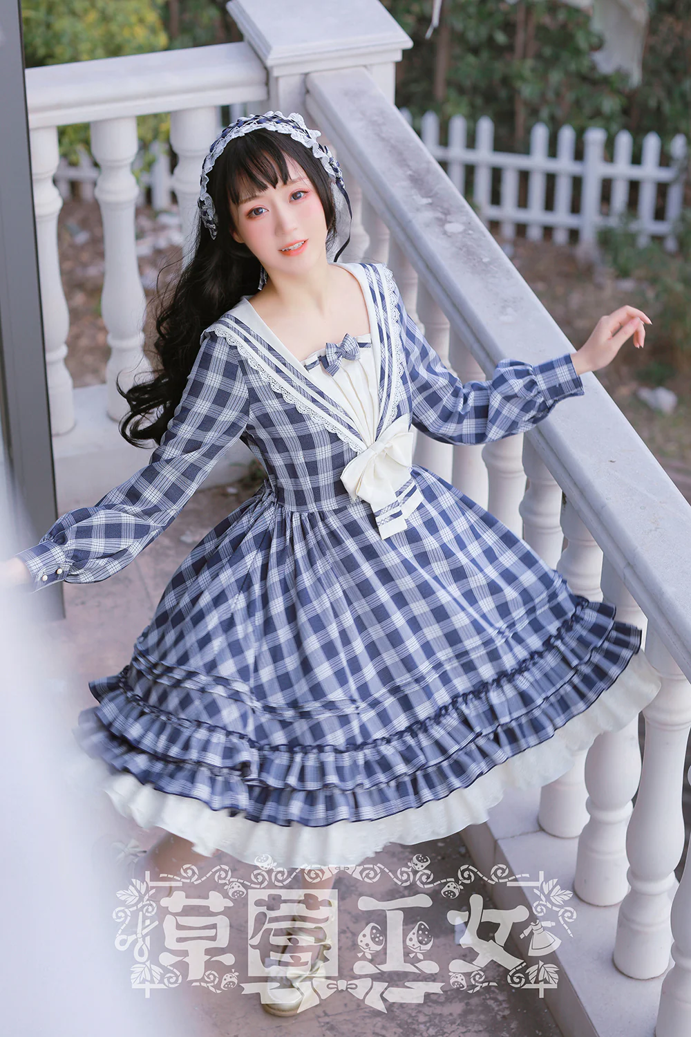 Tartan Sailor Lolita OP Dress - Image 3