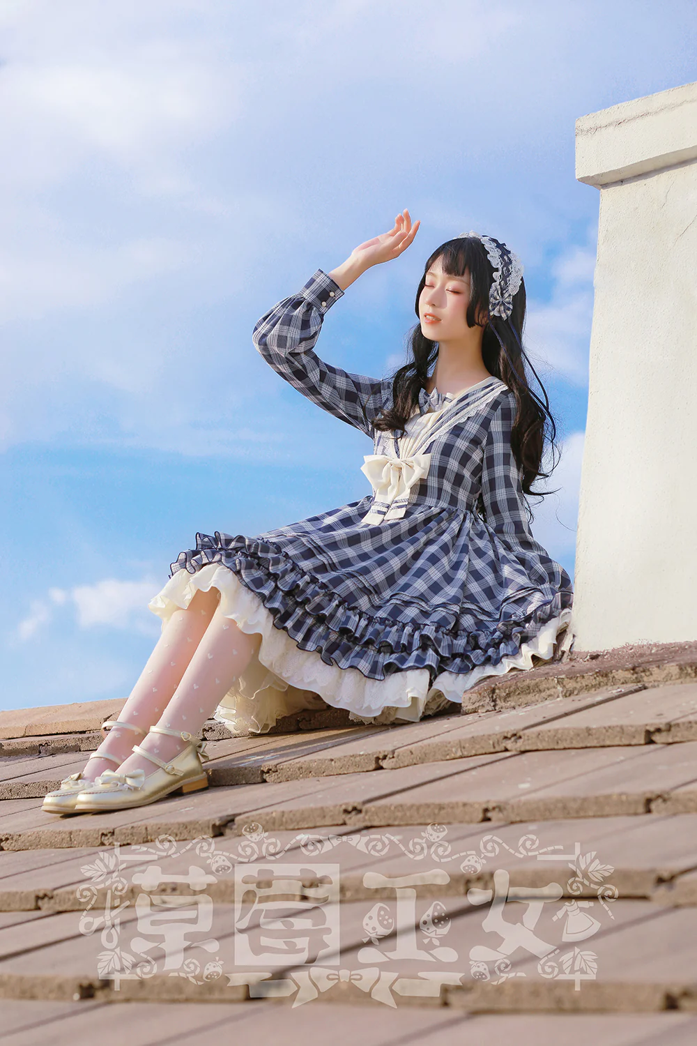 Tartan Sailor Lolita OP Dress - Image 4