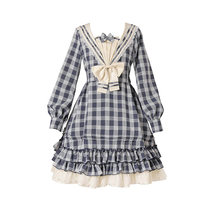 Tartan Sailor Lolita OP Dress - Image 6