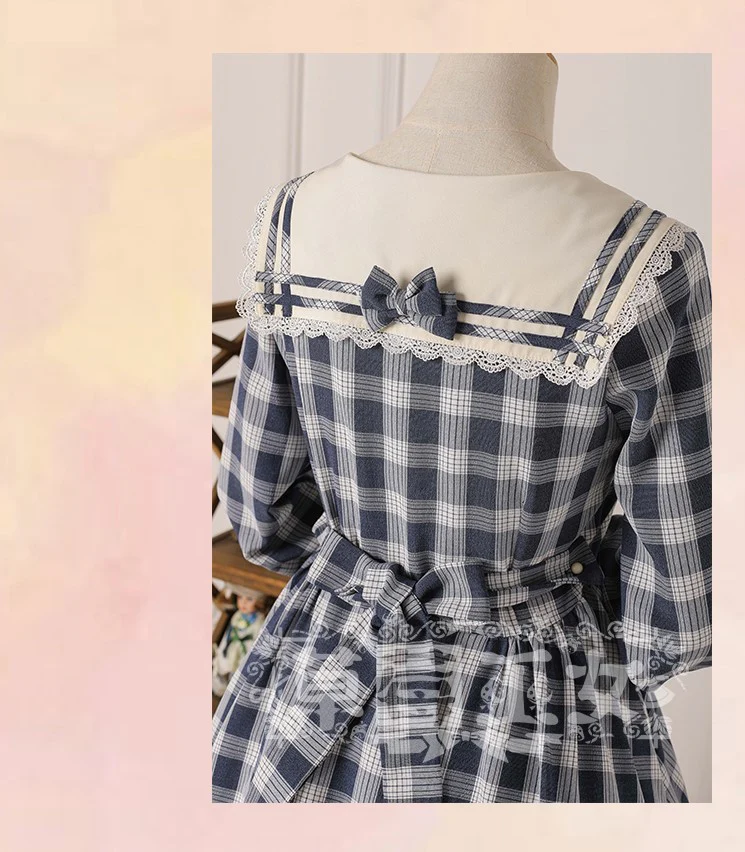 Tartan Sailor Lolita OP Dress - Image 9